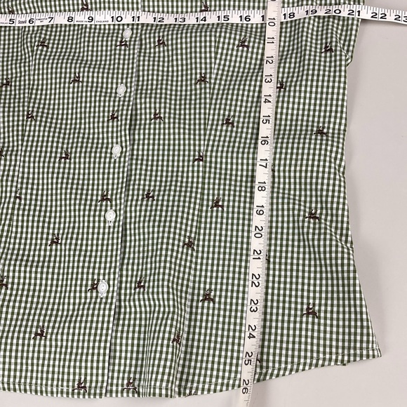 h. moser Salzberg Green Gingham Reindeer Button Front, Size EU 44/L - Picture 9 of 16